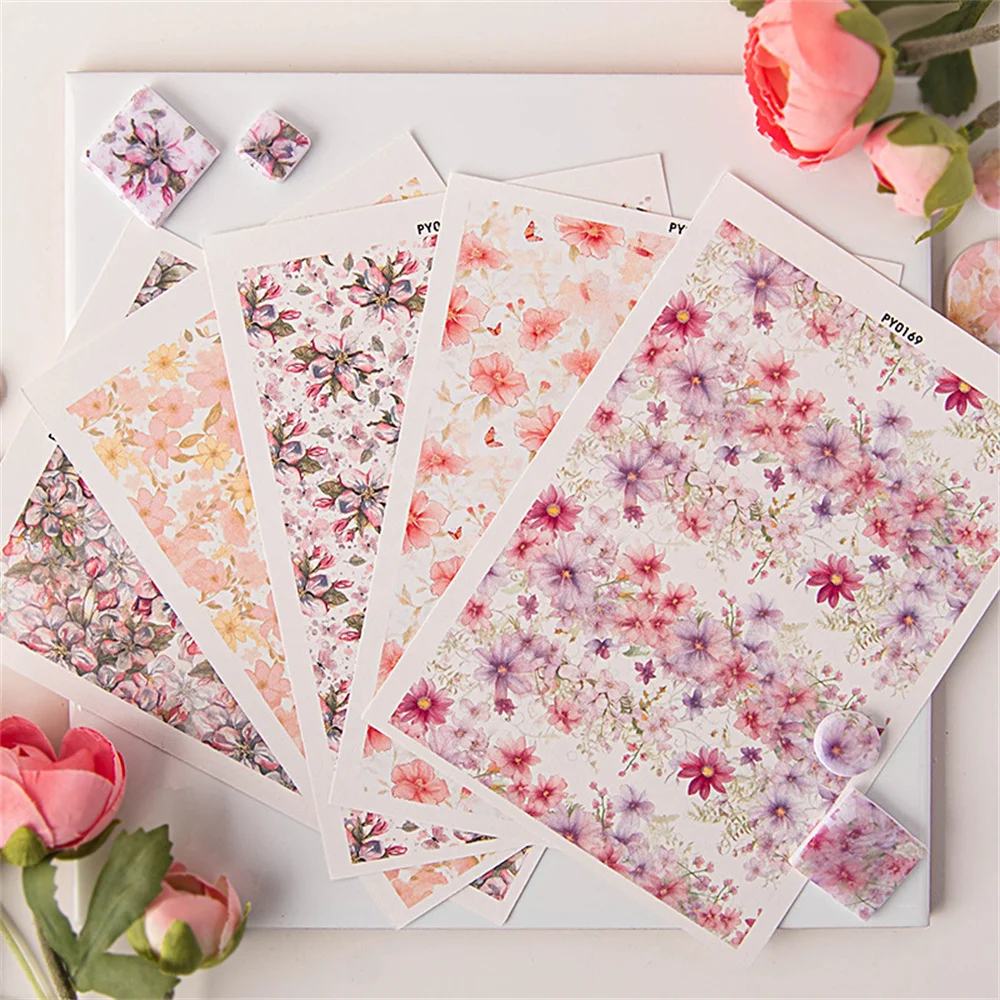Floral Plant Pattern Polymer Clay Water Transfer Paper Colorful Water Soluble Disposable Sticker Pottery Earrings 9.5x13.8cm, polymer clay tools,clay sculpting tools,pottery sculpting tools,clay craft tool