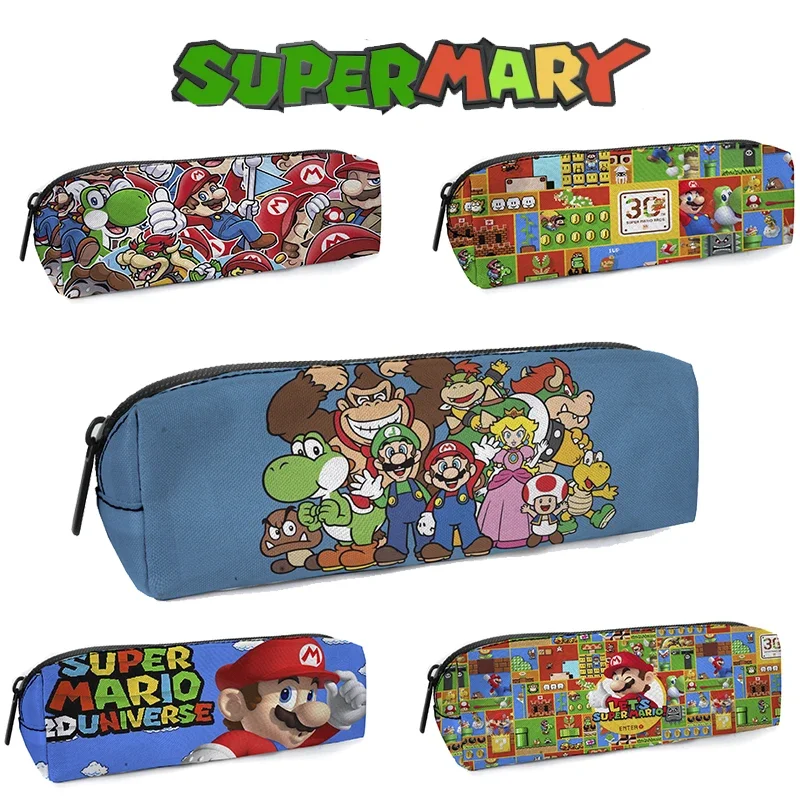 Super Mario Cute Kawaii Pencil Case Canvas Zipper Pencil Cases Lovely Pencil Pen Bags Cancelleria Materiale Scolastico Spedizione Gratuita