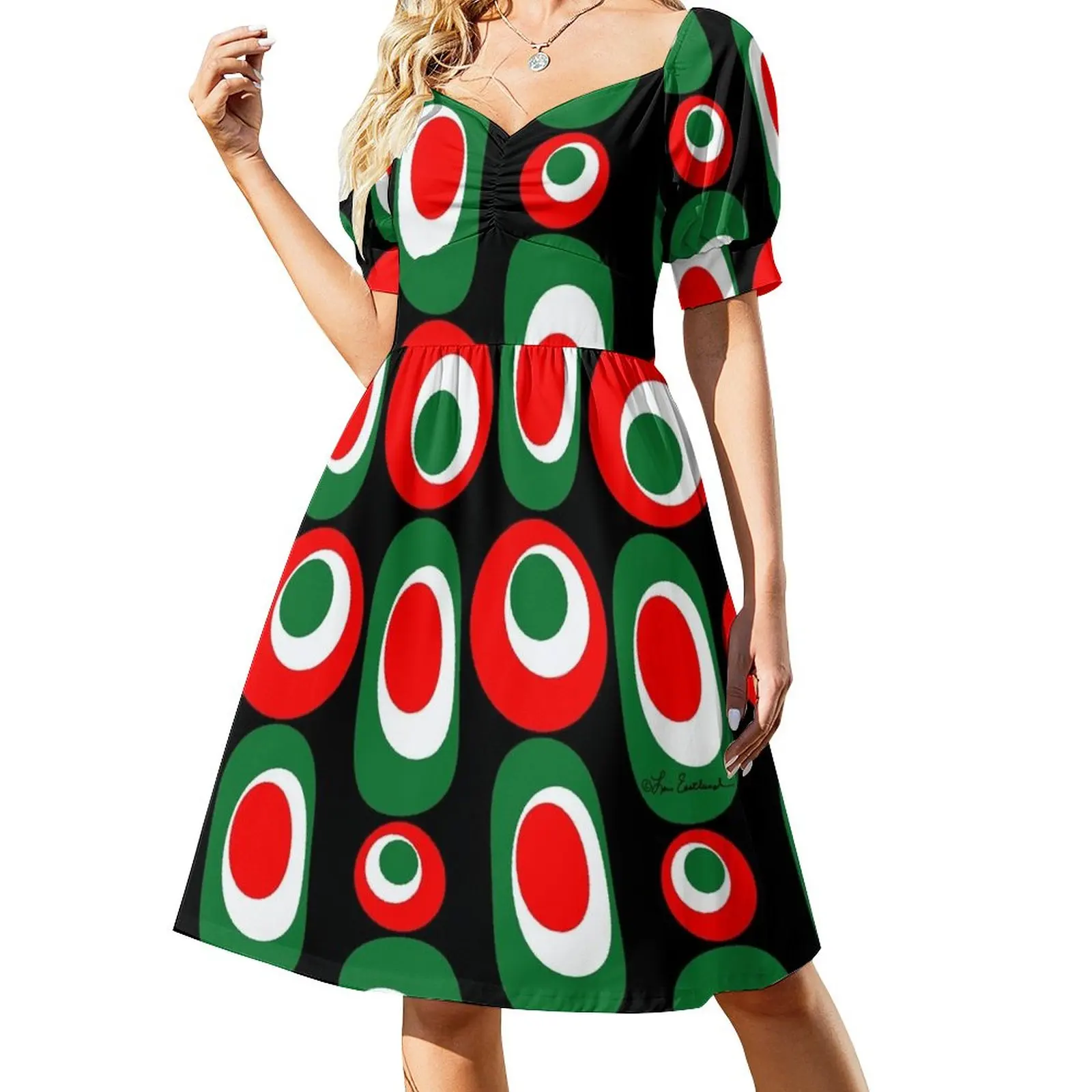 Mid Century Mod Christmas Sleeveless Dress Women's summer dresses womans clothing