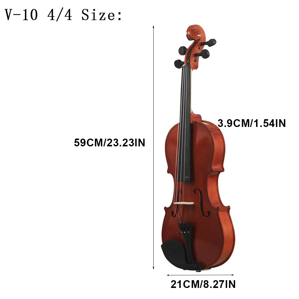 Violin 4/4 Full Size Kit Case Bow Extra Strings Rosin Tuner Solid Wood Violin Set for Beginners Kids & Adults