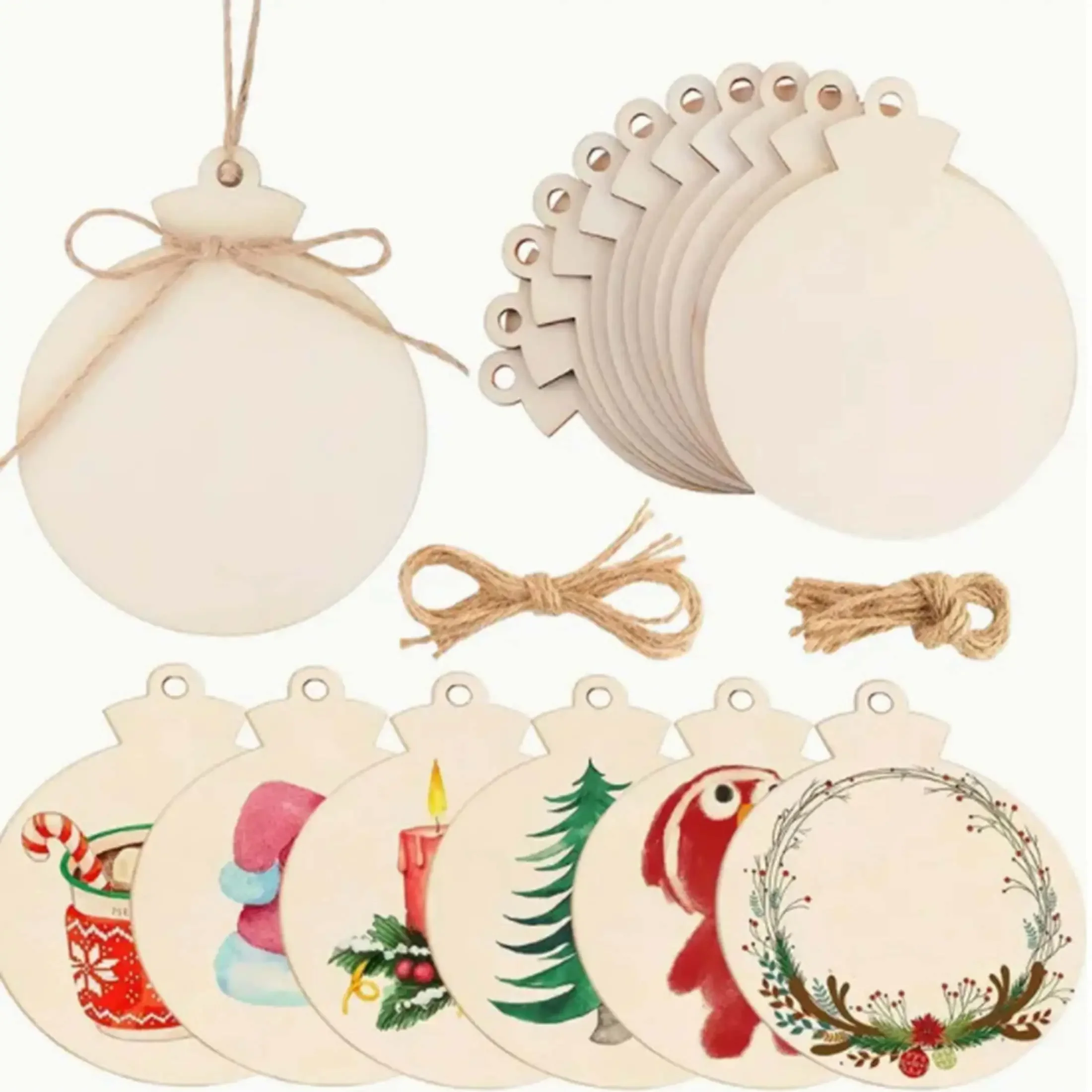 10pcs-Christmas Table Decorations Signs Christmas Tree Wooden Table Decorations Signs for Holidays Christmas Dinner Party Coffee