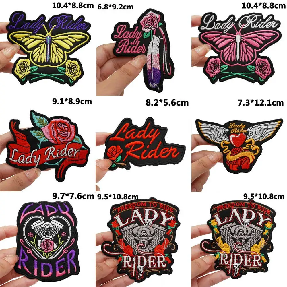 LADY-RIDER-Embroidered-Patches-Applique-Sewing-Label-punk-biker-Band ...
