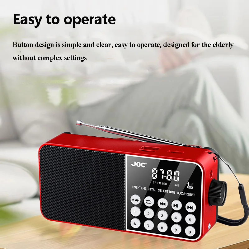 Mini Portable FM Radio HD LED Display Radios Wireless Bluetooth Speaker with Flashlight Support TF Card U Disk 3.5mm Headphones