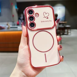 Coque de téléphone en forme de cœur magnétique et antichoc avec couverture souple