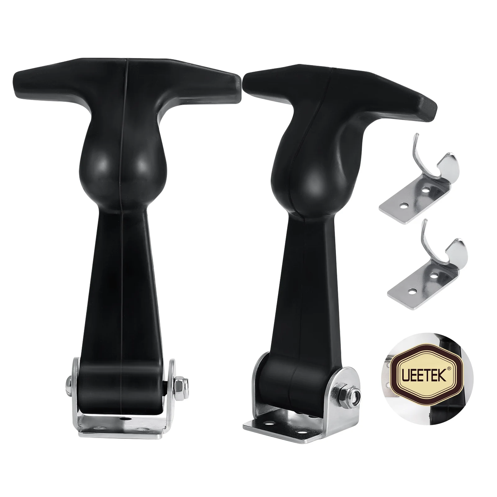 T-Handle Hasp Hold-down Kit 2pcs Rubber Buckle Stainless Steel T-Handle Hasp Hood Catch For Cart Tool Box Car Vehicle Engine