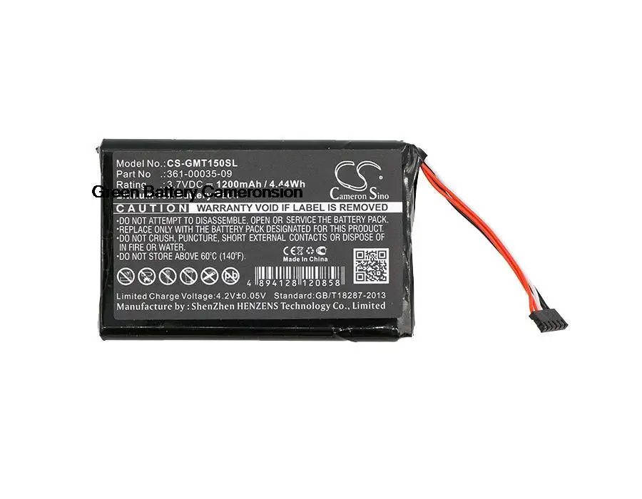 

GreenBattery CameronSino 1200mAh 4.44Wh 3.7V Dog Collar Li-ion Battery for Garmin T5mini,361-00035-09,010-11828-40,351-00035-09