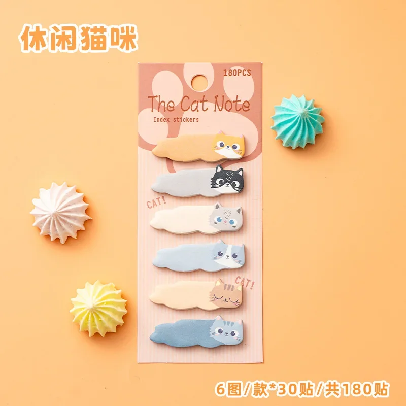 Whimsical Cartoon Cat Sticky Notes - Adorable Index Tabs & Planner Stickers for DIY Journaling & Office Supplies