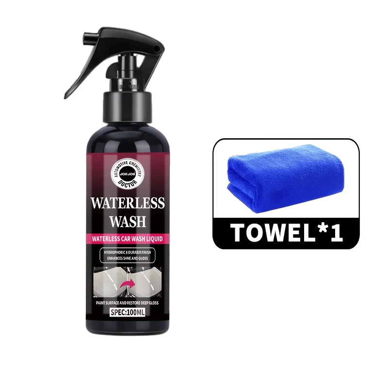Spray de lavagem de carro sem água 100ML e secagem rápida, fórmula sem enxágue, adequado para carros, RVs, motocicletas, barcos, fácil aplicação