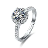 Test Positive Solid 18K White Gold AU750 Riing 1CT Moissanite Engagement Ring For Woman Girl Love Best Finger Jewelry With Box 1