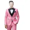 Luxury Pink 3 Piece Jacket Pants Vest Male Clothing Formal Single Breasted Peak Lapel Slim Fit Men Suits For Prom Party Costume 2