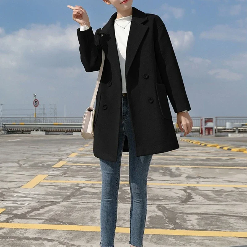 Fashion Warm Jacket Windbreaker Women's Long-sleeved Double-breasted Fashion Jacket Winter Casual Loose Elegant Women's Clothing