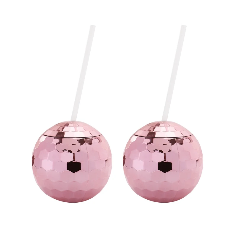 

20X Disco Flash Ball Cocktail Cup Nightclub Bar Party Flashlight Straw Wine Glass Drinking Syrup Tea Bottle Rose Gold A