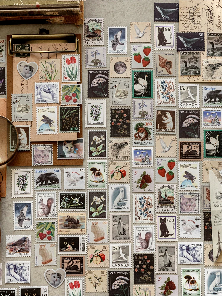 100 Stück/Packung Pflanzen-Schmetterlings-Stempelaufkleber, Kreativität, selbstklebende Diy-Aufkleber, handgefertigt, dekoratives Junk-Tagebuch-Zubehör – Detail 12