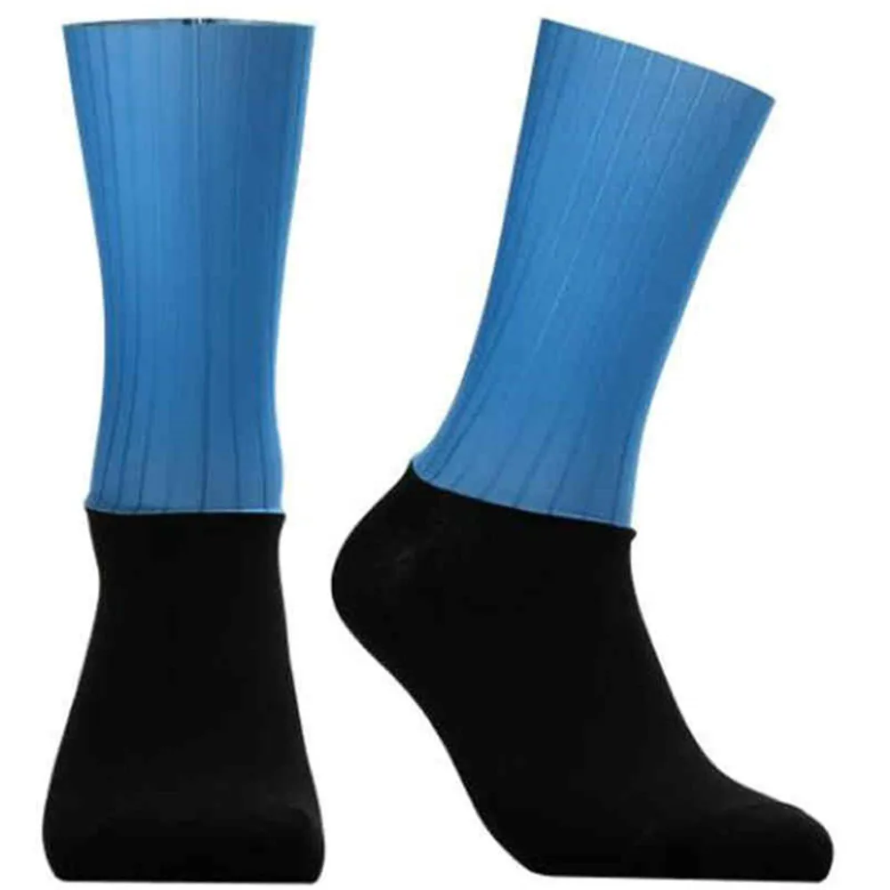 Anti Slip Silicone Aero Socks for Men, Whiteline Cycling Socks, bicicleta esportiva, Running Bike Socks, verão