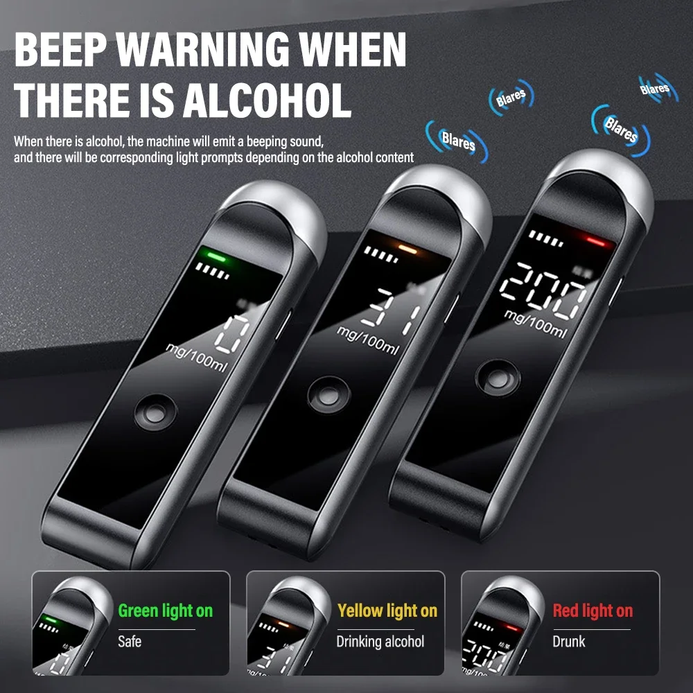 Alcohol Tester Automatic Professional High Sensitivity Rechargeable Breathalyzer Screen Digital Display LED Breath Tools