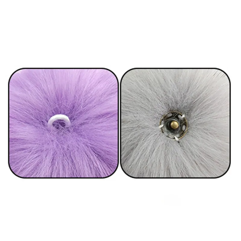 DIY Hairball Hat Fur PomPom 6pcs 8cm pom poms craft supplies Fake Fox Fur Pom Pom Balls With Rubber Band Buttons Handmade Knit Clothing Hat Accessories