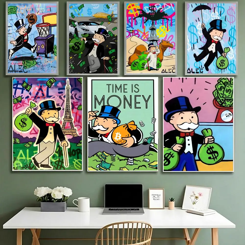Cartoon Dollar Alec Monopoly Poster - HD Waterproof Self-Adhesive Wall Decor