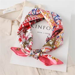 Fashion Plaid Small Satin Silk Square Scarf 60*60cm Headband Hairbands Hair Hoop Lady Head Neck Handkerchief bandanas for women