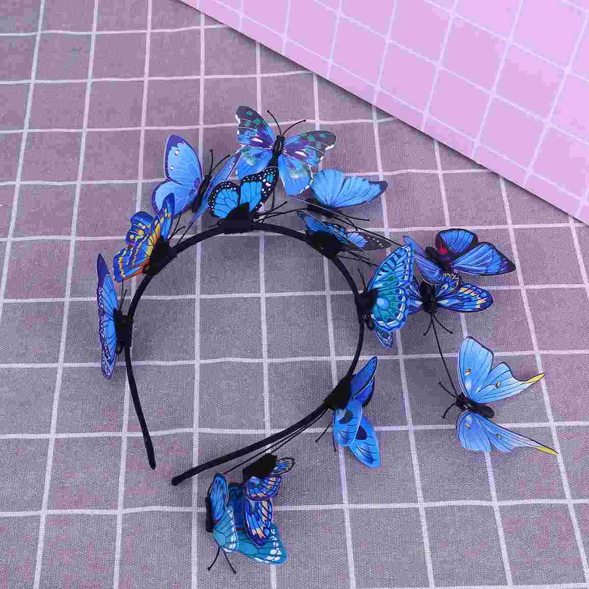 

Butterflies Headband Fairy Hair Band Colorful Headband Simulation Stereoscopic Fascinator Hair Accessory for Wedding Theme