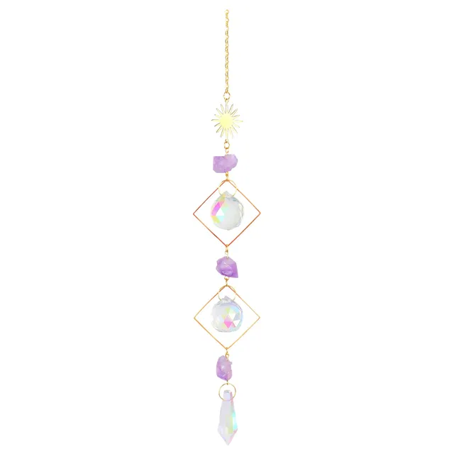 S Díszszalagos Kerti Windchinme Kristály Kert Hold Pentákja Napsütéses Ametiszt Karácsonyi Díszcsomag - Image 3