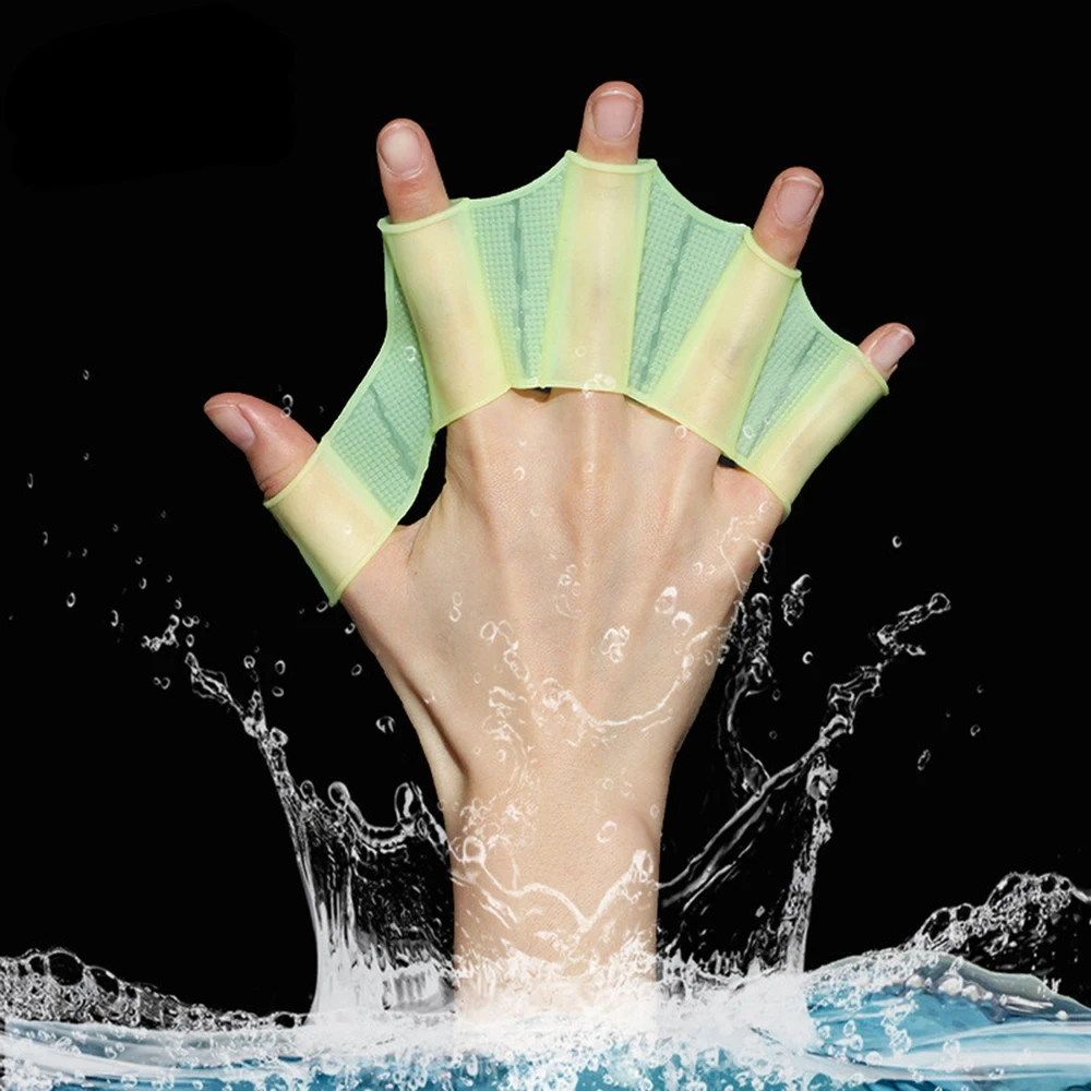 Swim Hand Paddles Swimming Finger Webbed Gloves 2 Pcs