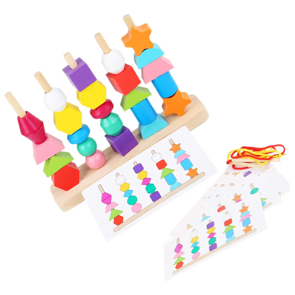 

Игрушки Монтессори для малышей, деревянные бусины, игрушки с блестками, деревянные штабелируемые блоки, шнуровка, соответствующие искусственным предметом, 1 комплект