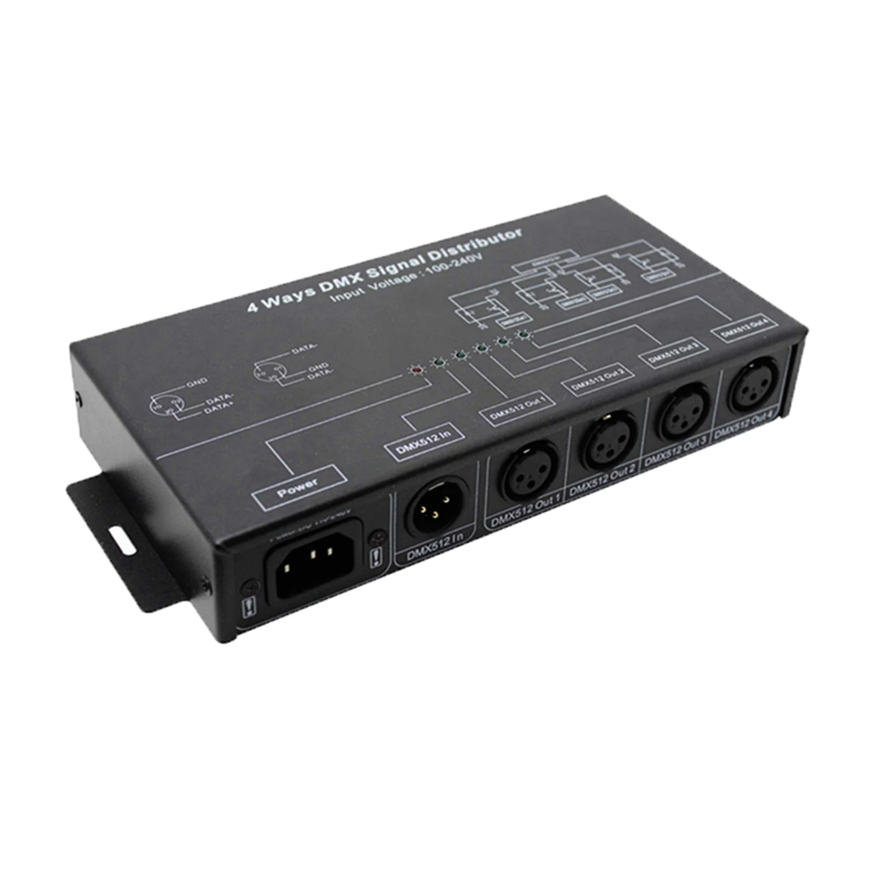 LA-2X AC100V-240V 입력 DMX512 1 4 허브 DMX 신호 리피터 분배기 4 XLR-3 출력 분배기 전력 증폭기 EU 플러그