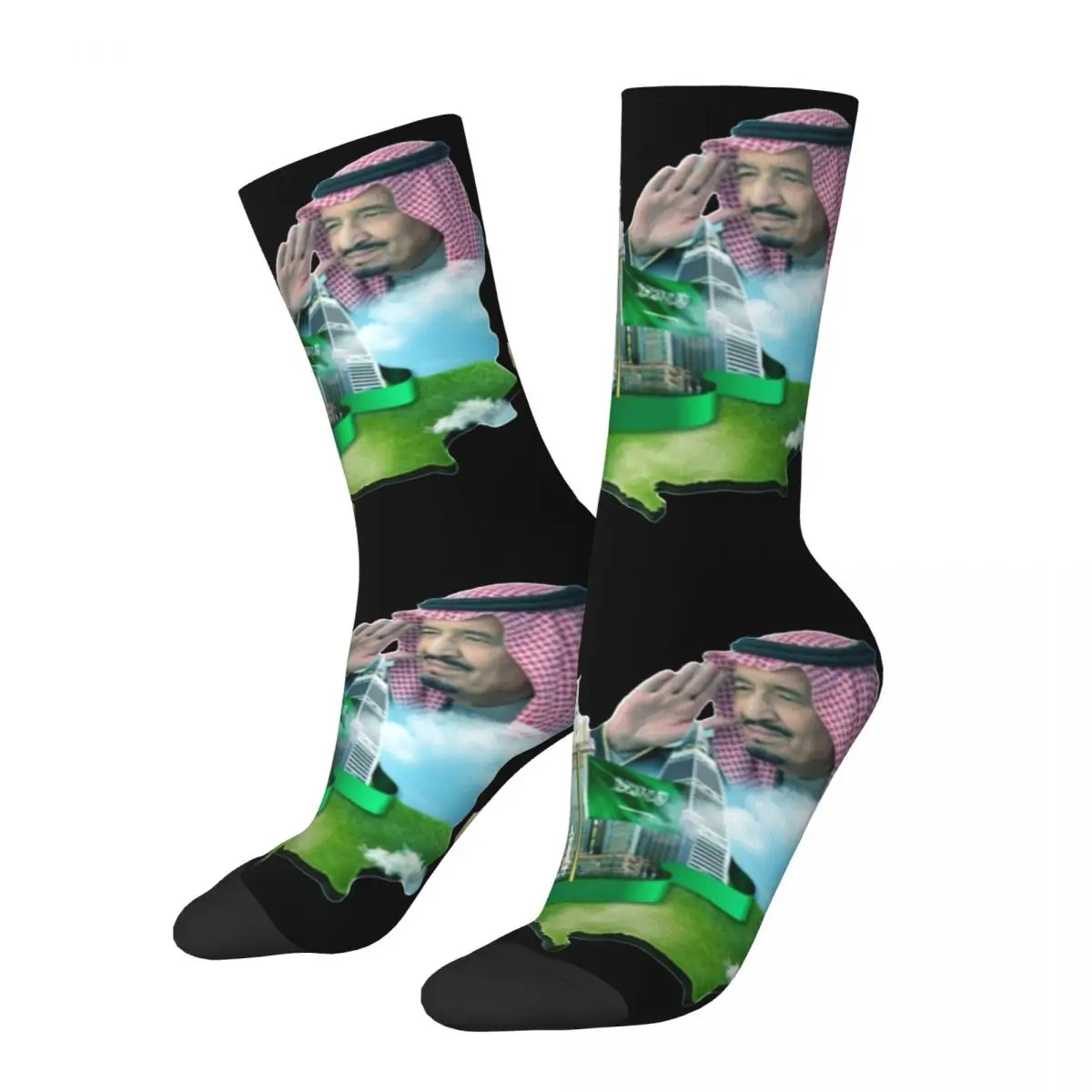 

Funny Saudi National Day Accessories Socks Cozy Sport Middle Tube Socks Cotton for Unisex Best Gift Idea