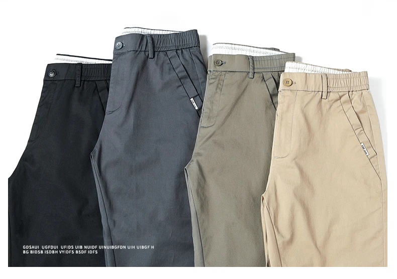 Description Picture 6 of itemCombed Cotton Men Casual Pants 2024 New Solid Color Business Fashion Straight Slim Elasticity Khaki Gray Brand Trousers Male