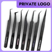 Private logo,MOQ 10 pcs Fiber Tip Lash Extension Tweezer, Titanium Black Eyelash Nano Tip Tweezer for Lash Tech Supplier 1