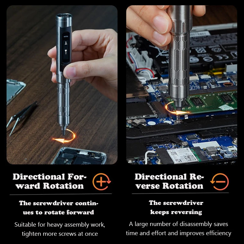 MINIWARE ES15S Intelligent Motion-Control Cordless Electric Screwdriver, USB Rechargeable, 24-Piece 4mm Bit Set with LED Lights 2 MINIWARE ES15S Intelligent Motion-Control Cordless Electric Screwdriver, USB Rechargeable, 24-Piece 4mm Bit Set with LED Lights - Image 2