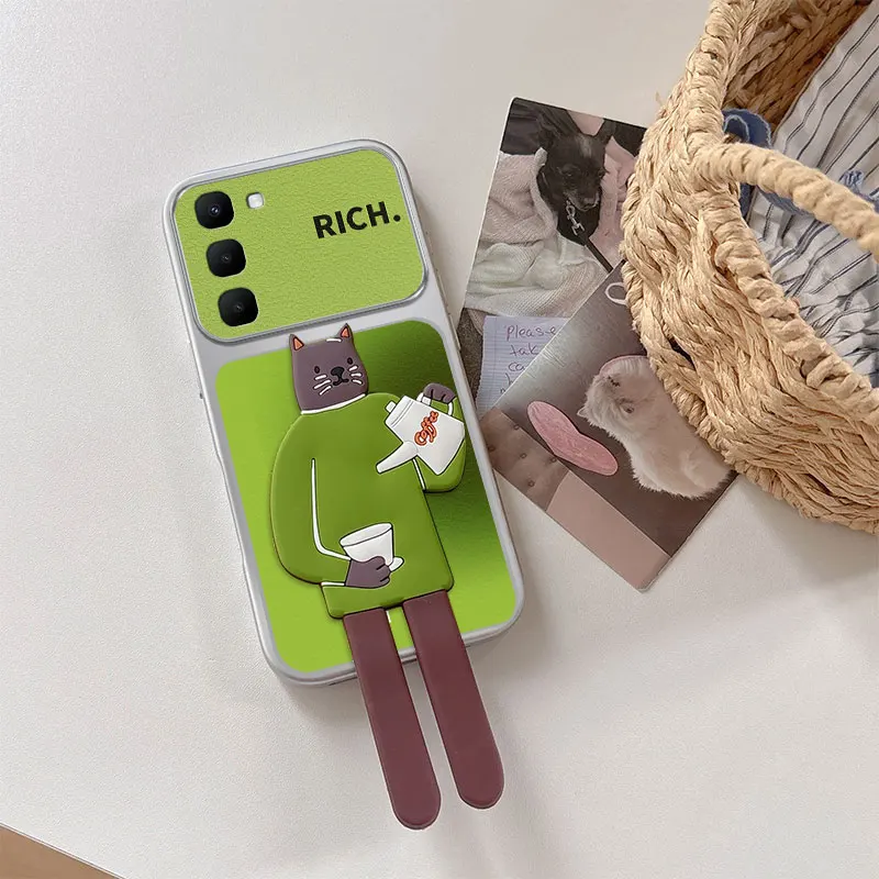 3D Cartoon Polka Dots Dog Soft TPU Case with Foldable Kickstand Cover