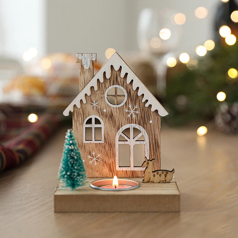 Cute Wooden Candlestick, Santa Claus and Elk Candle Holder, Cute Wooden  House Crafts, Candle Holders Decor for Table, Christmas - AliExpress