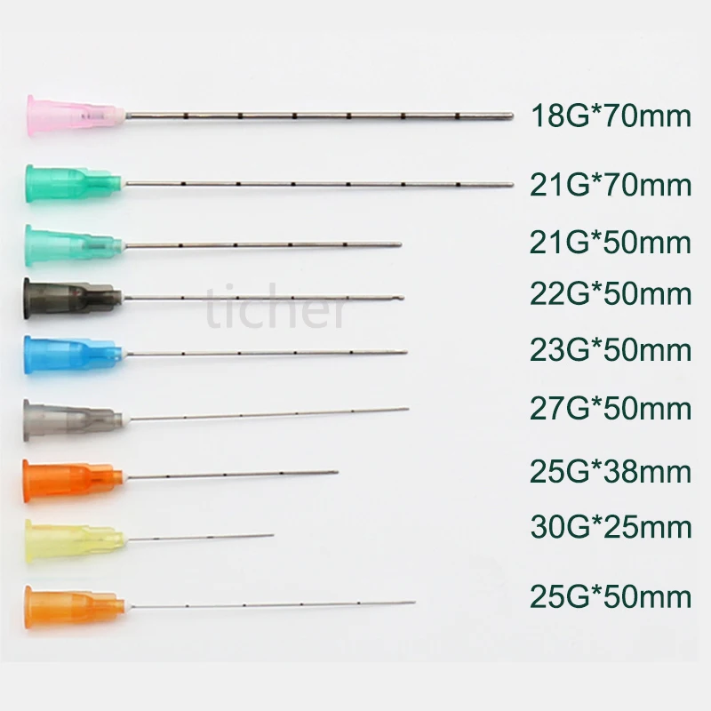 Blunt Needle Needle Tips 18G/21G/22G/23G/25G/27G/30G Fine Micro Cannula Plain Ends Notched Endo Needle Tip Syringe 50Packs