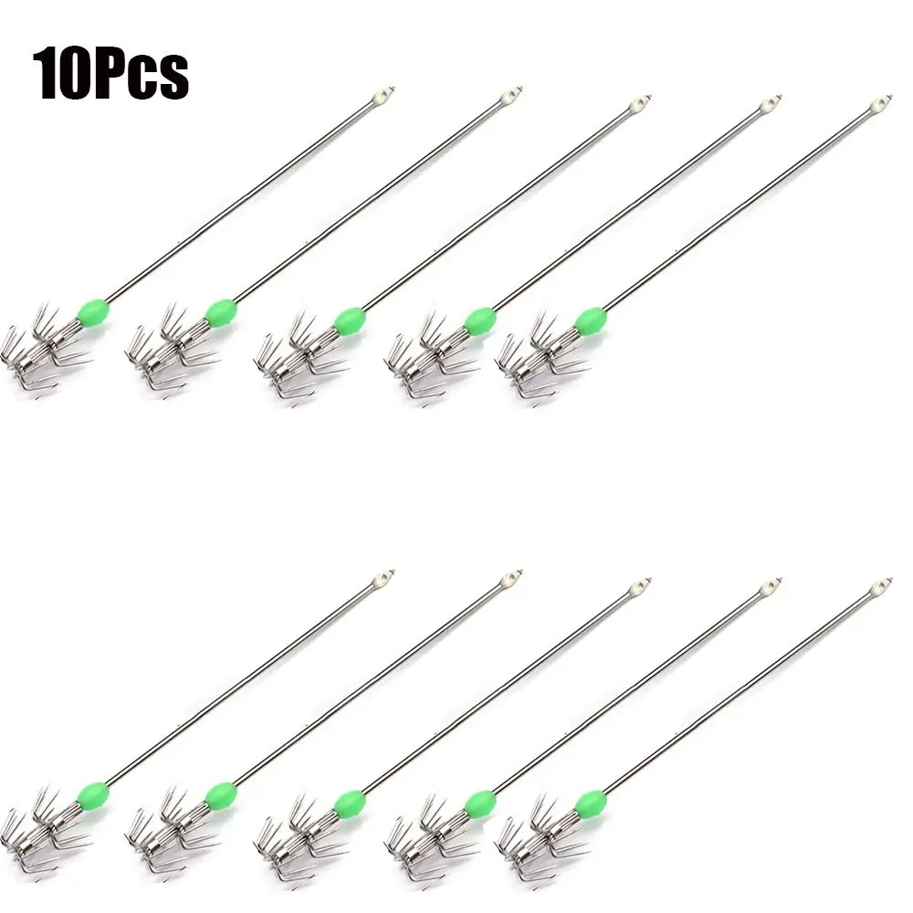 

10 Pcs/Box Luminous Jigs Wood Shrimp Lures Plastic Baits Glow in Dark Octopus Squid Lure Hooks Umbrella Hook