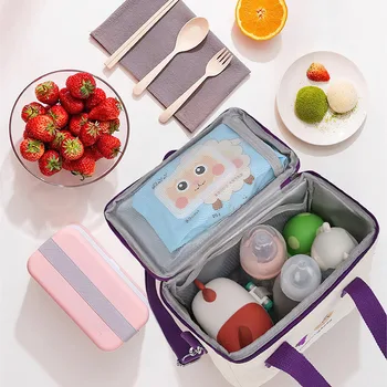 Waterproof Mommy Thermal Insulation Bag Baby Feeding Bottle Cooler Bag Embroidery Bear Mother Baby Portable Food Storage Bag