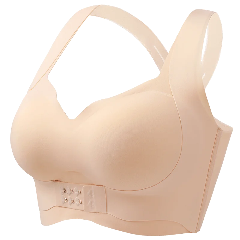 

Женское Бесшовное нижнее белье 2 в 1, однотонное регулируемое нижнее белье, бюстгальтер без косточек с передней пряжкой, облегченный латекс