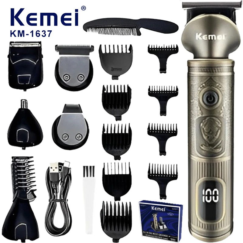 Kemei KM-1637 Personalized Hair Clipper Set Multi-function LCD Display Hair Clipper Beauty Set Hair Clipper Set