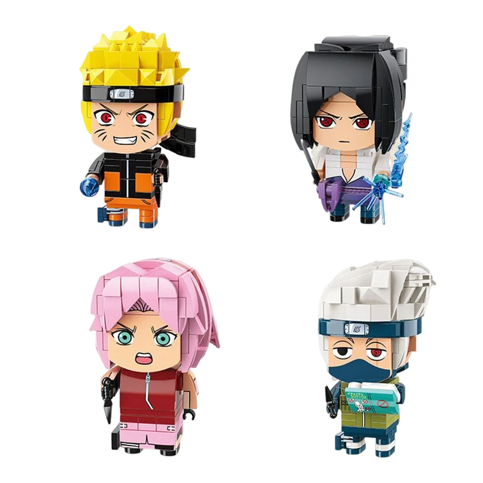 Brinquedo bloco de construção dos desenhos animados naruto sasuki kakashi  personagem avatar mini tijolo acessórios bloco de construção quebra-cabeça  brinquedo brinquedos presente