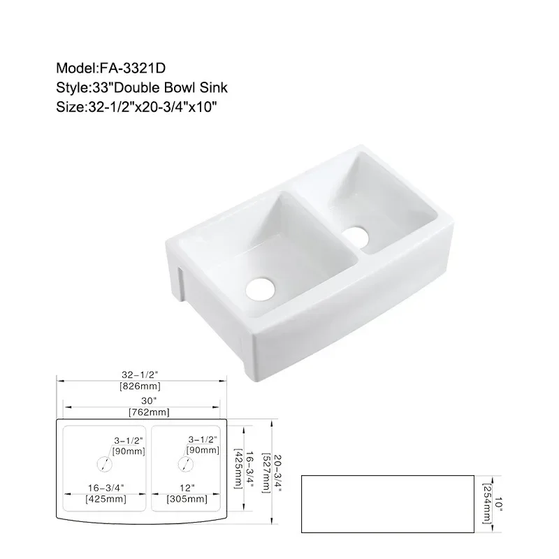 American retro ceramic sink countertop sink kitchen embedded large sink