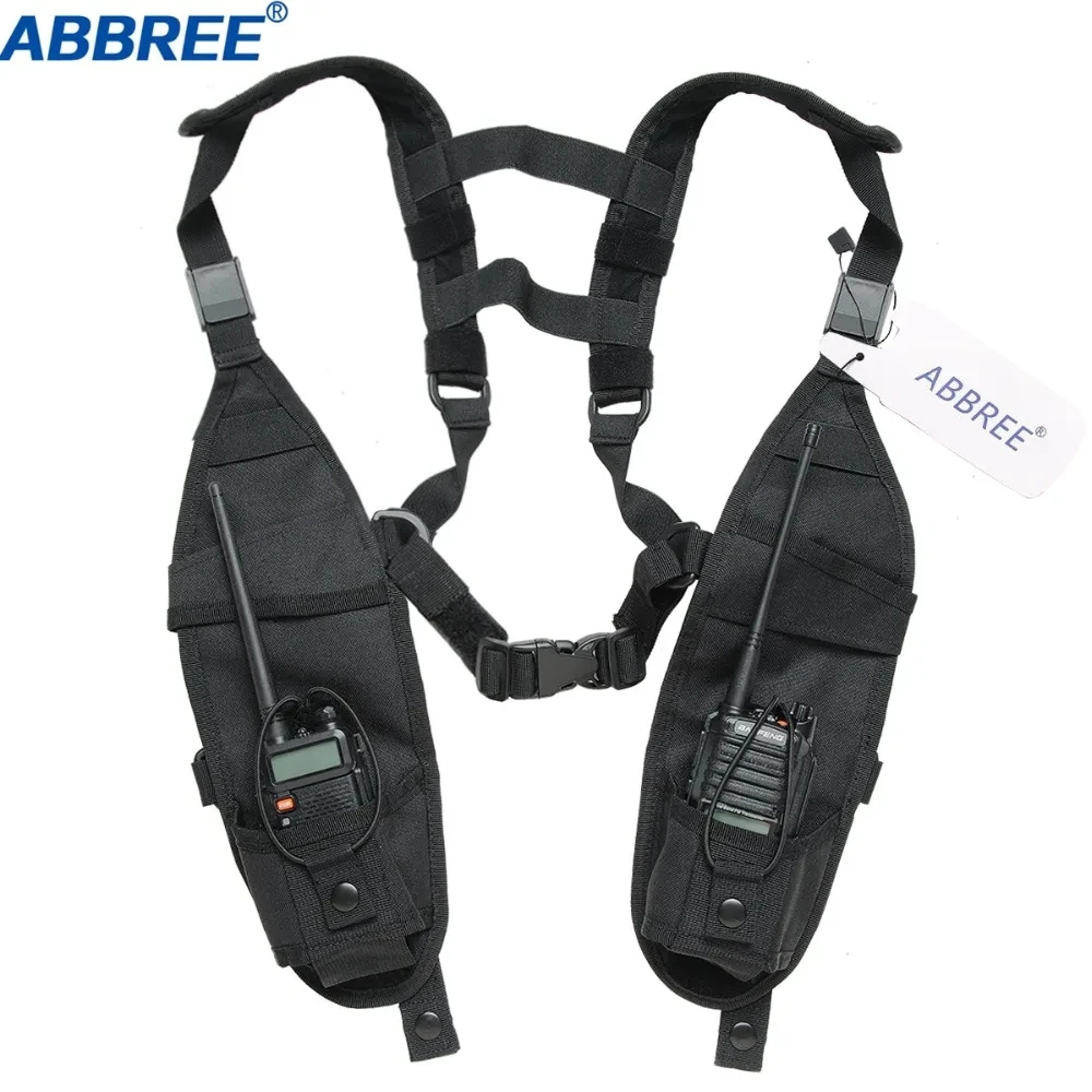 ABBREE – sac de poitrine tactique fonctionnel, Double épaule, pour talkie-walkie Baofeng BF-888S UV-5R UV-21 UV-9R PRO