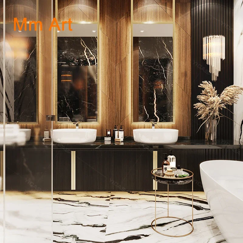 new design luxury hotel villa project black bathroom vanity bathroom furniture wash basin cabinet