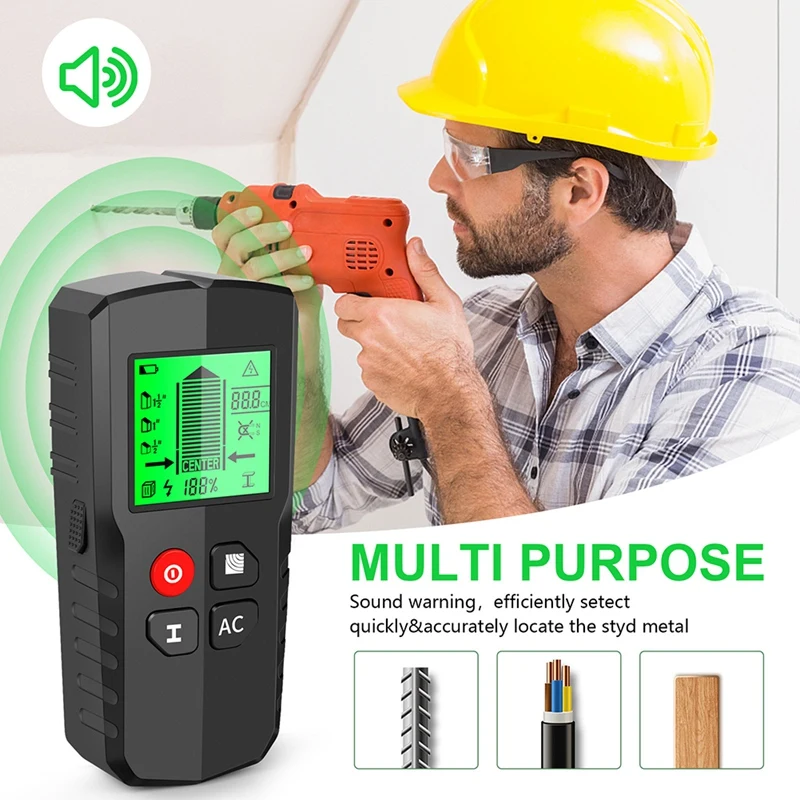 Stud Finder Wall Scanner Detector 5 In 1 Electronic Wall Wood Metal Stud Finders Sensor With LCD Display Black Durable