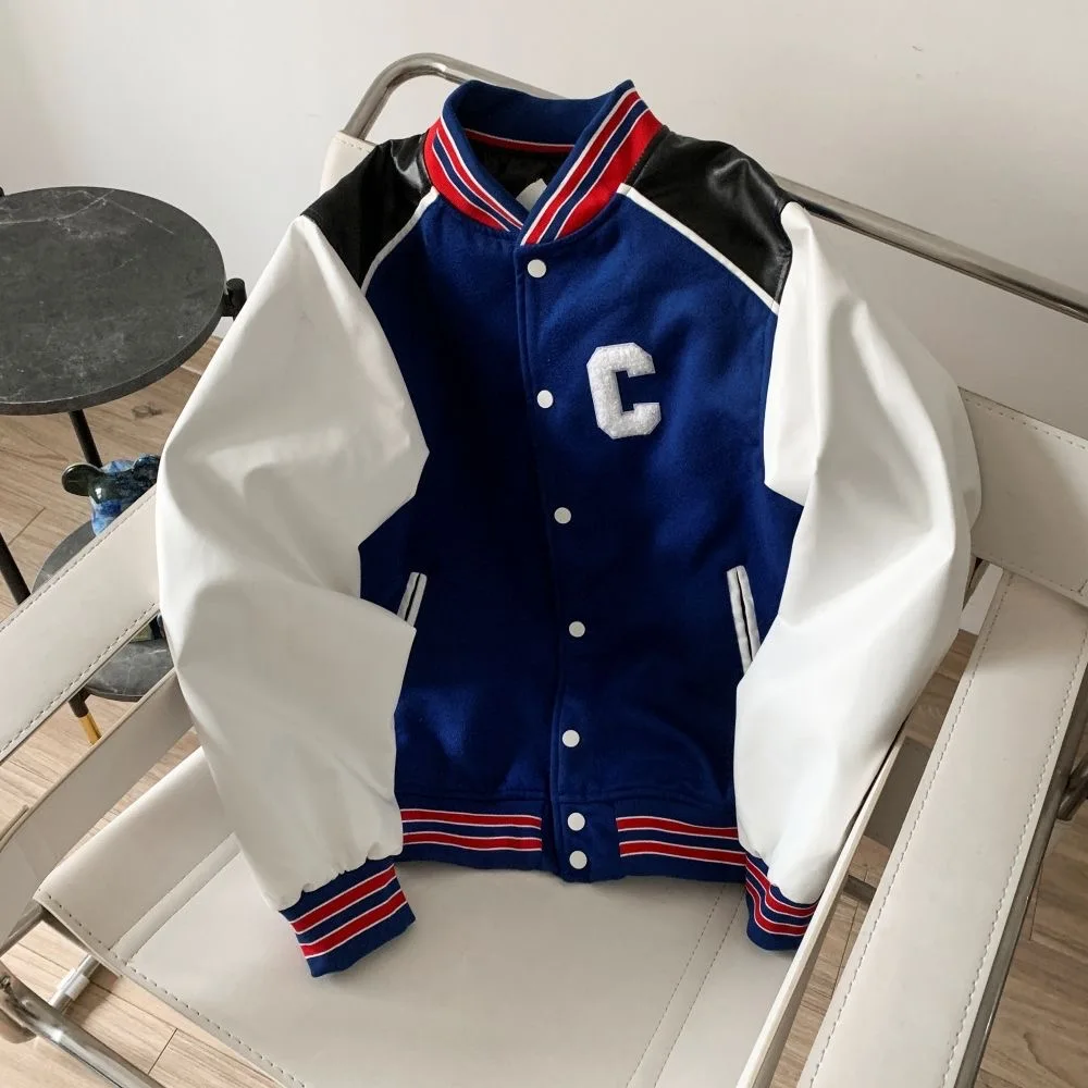 Teddy Leather Stitching C-word Wool Baseball Uniform Ce Home Letters Men's And Women's High-end Fashion Jacket 3