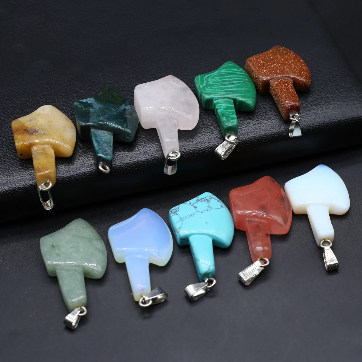 

5PCS Wholesale Natural Semiprecious Stone Random Color Axe Shape Pendant Jewelry Making DIY Necklace Accessories Charm Gift