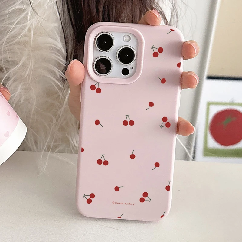 Adorable Cherry Pattern Shockproof Silicone Phone Case