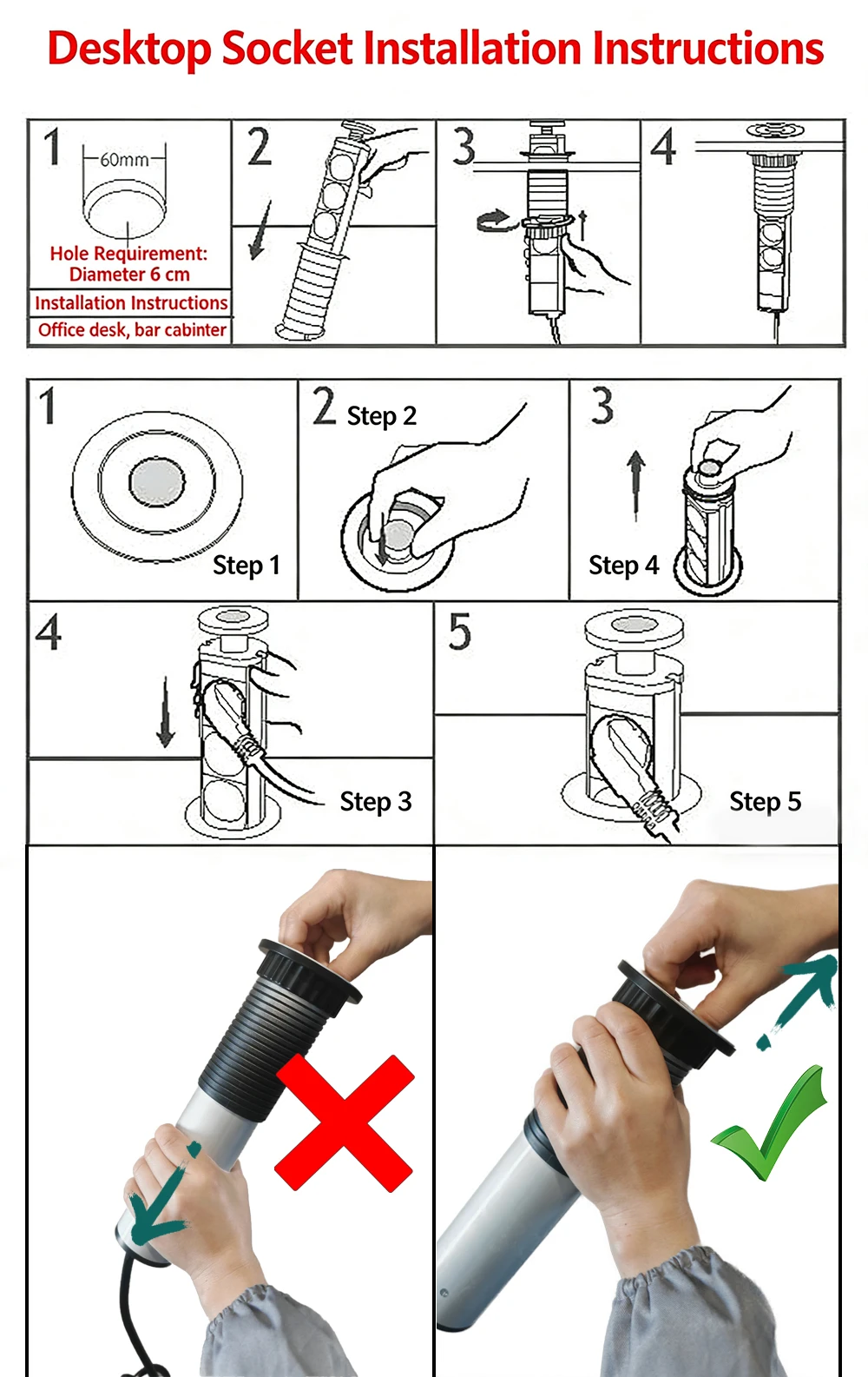 أفياش سطح مكتب فاخرة، ألومنيوم، 3 منافذ USB