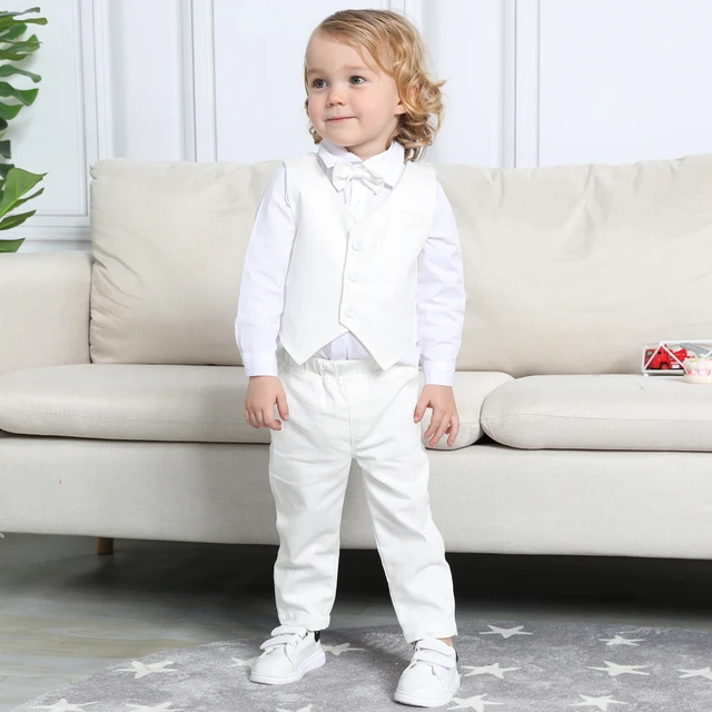 de trajes de bautizo para traje de bautismo para bebés, Blazer de ducha para niños pequeños, para niños, ropa Formal Blanca, conjuntos de 3 piezas - AliExpress