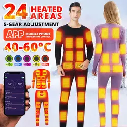 Motorcycle Jacket Winter Heated Underwear Suit Smart Phone APP Control Temperature USB Battery Powered Fleece Heated Jakcet