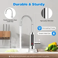 Robinet d'eau chaude électrique instantané 3000W avec affichage LED 360° °   Robinet chauffe-eau rotatif pour évier de cuisine et salle de bain, protection contre les fuites 3